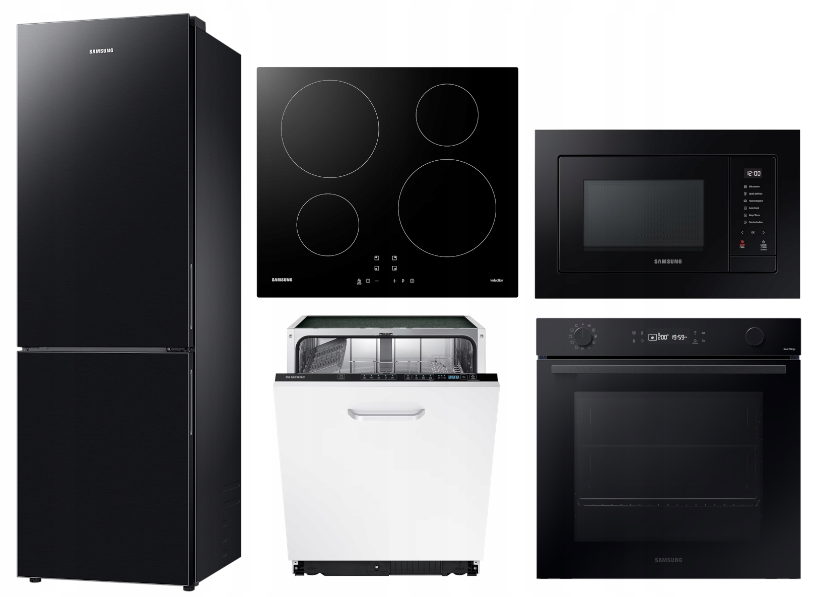 CZARNY ZESTAW DO ZABUDOWY SAMSUNG Z LODÓWKĄ NO FROST