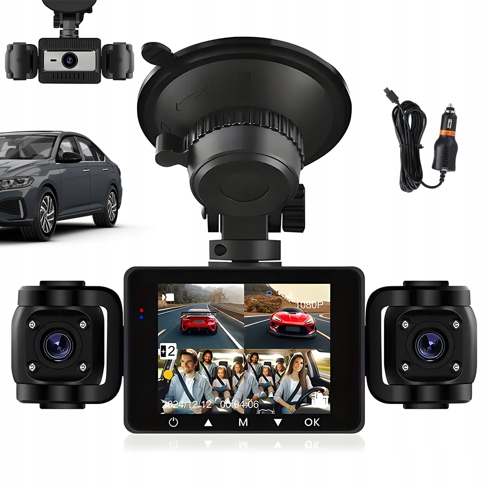 3-KANÁLOVÝ Záznamník Jízdy 1080P S Nočním Viděním A G-senzorem