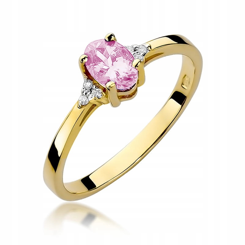 Zlatý Prstýnek s růžovým topazem a diamanty ryzost 585 Dárek