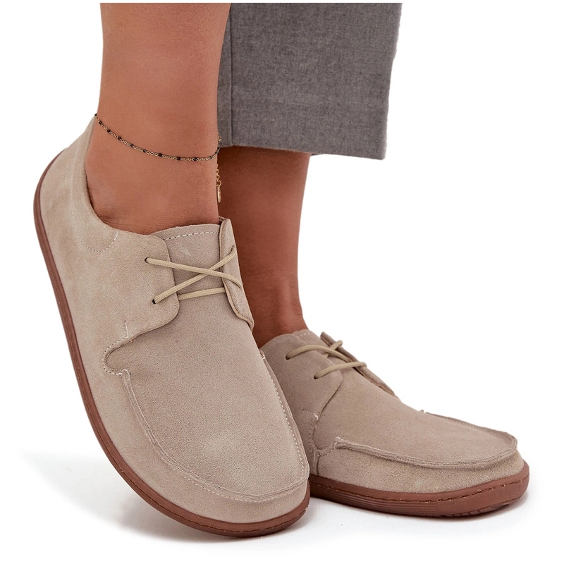 Dámské Polobotky Typu Barefoot Z Přírodního Semiše 327, Světle Béžové, Velikost 40