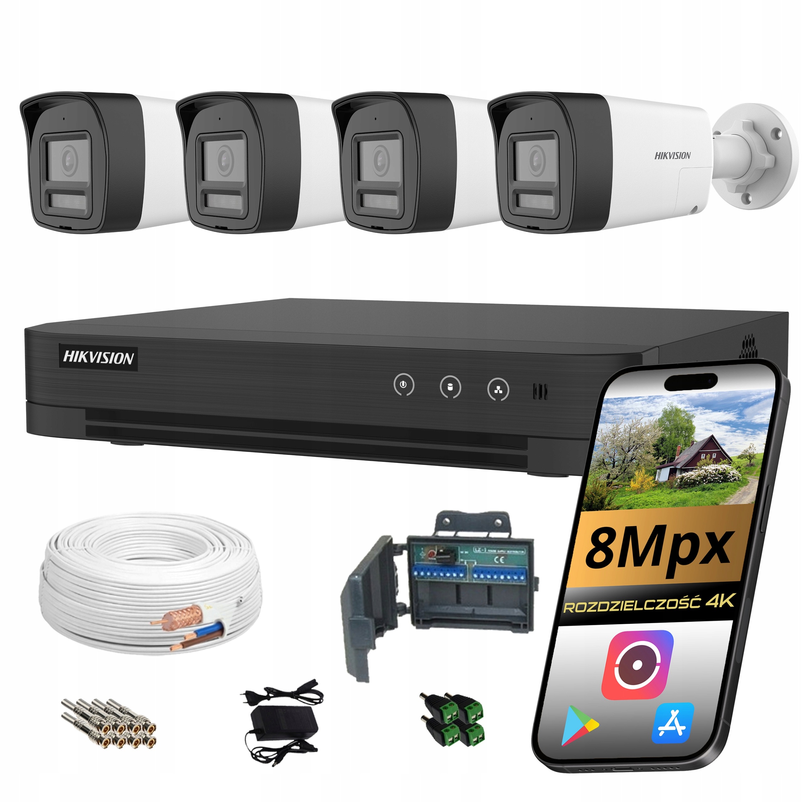 Sada monitorovania Hikvision 4 kamery 8Mpx 4K ColorVu mikrofón Ai