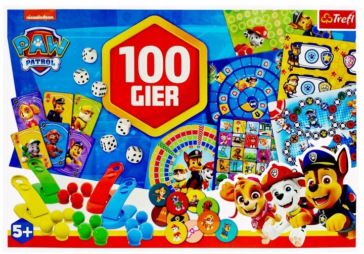 Gra planszowa Trefl 100 gier planszowych Psi Patrol Zestaw 100 Gier