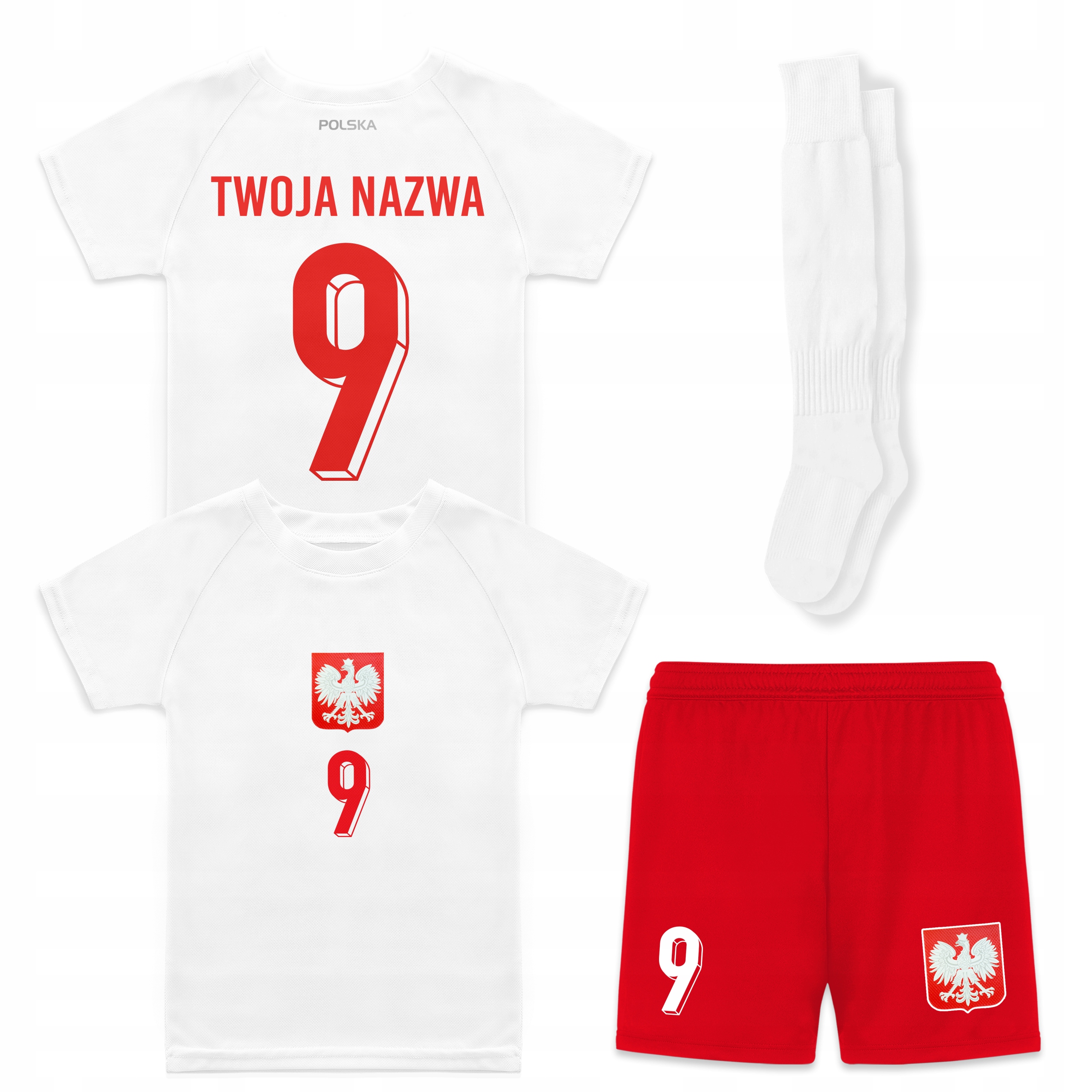 Fotbalové oblečení Polský reprezentace pro děti s vlastním potiskem