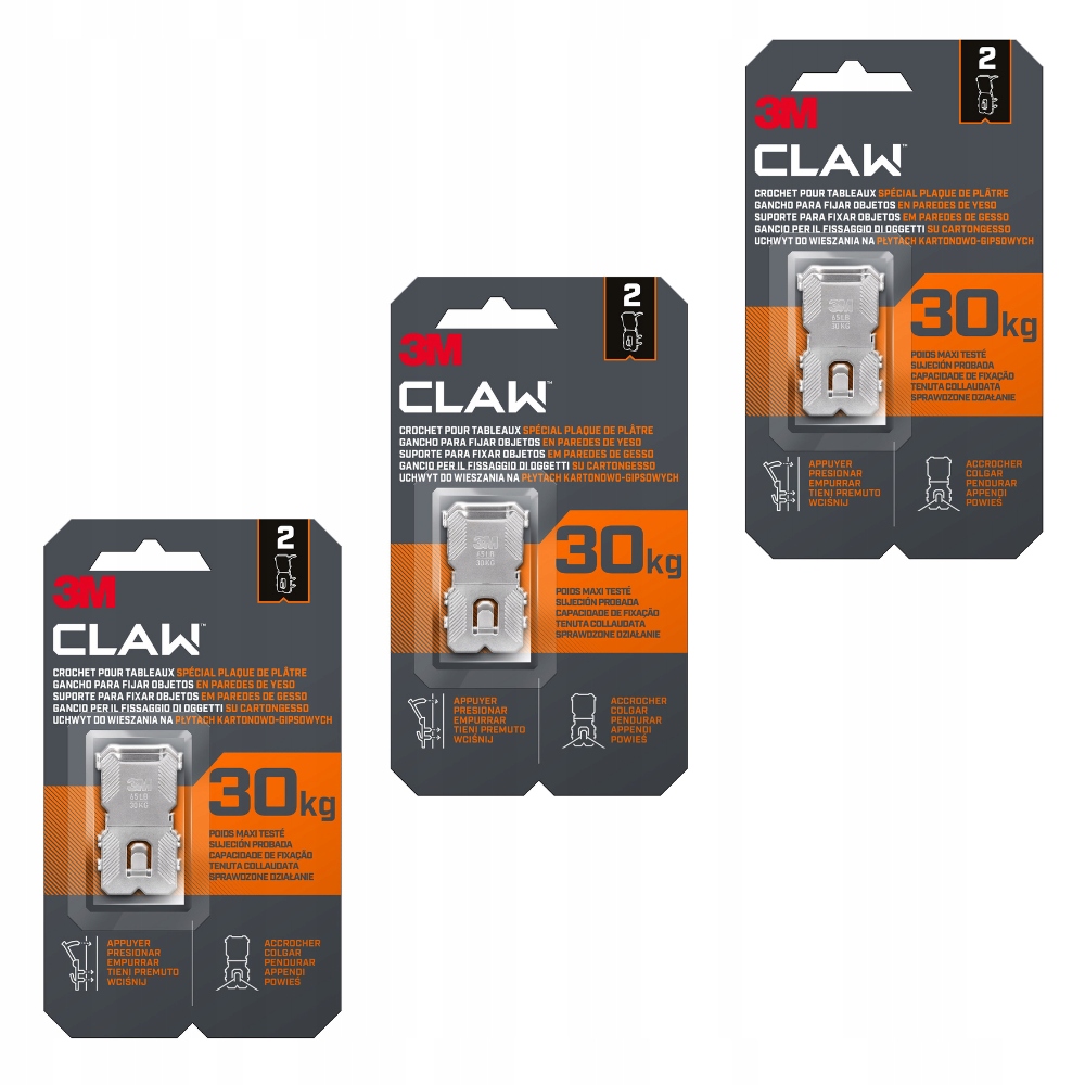 3M Claw haczyk do wieszania na płytach karton-gips do 30 kg 6 sztuk