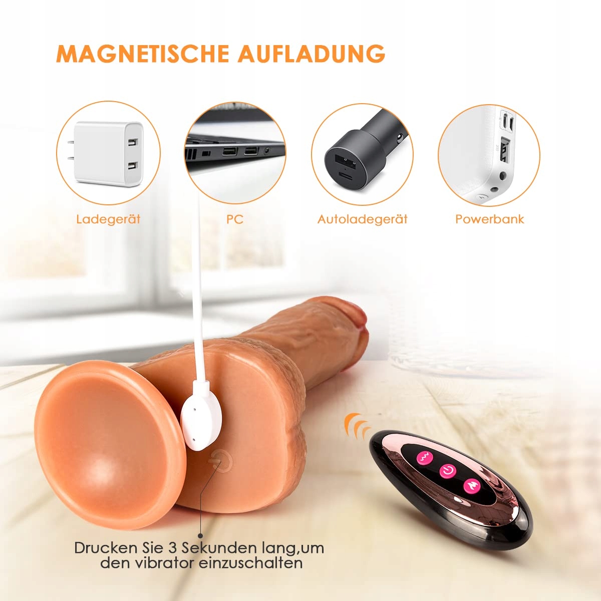 KLASSISCHE Dildo Wibrator Zestaw Dla Par 22cm Silikonowy Z Przyssawką — miniatura 6