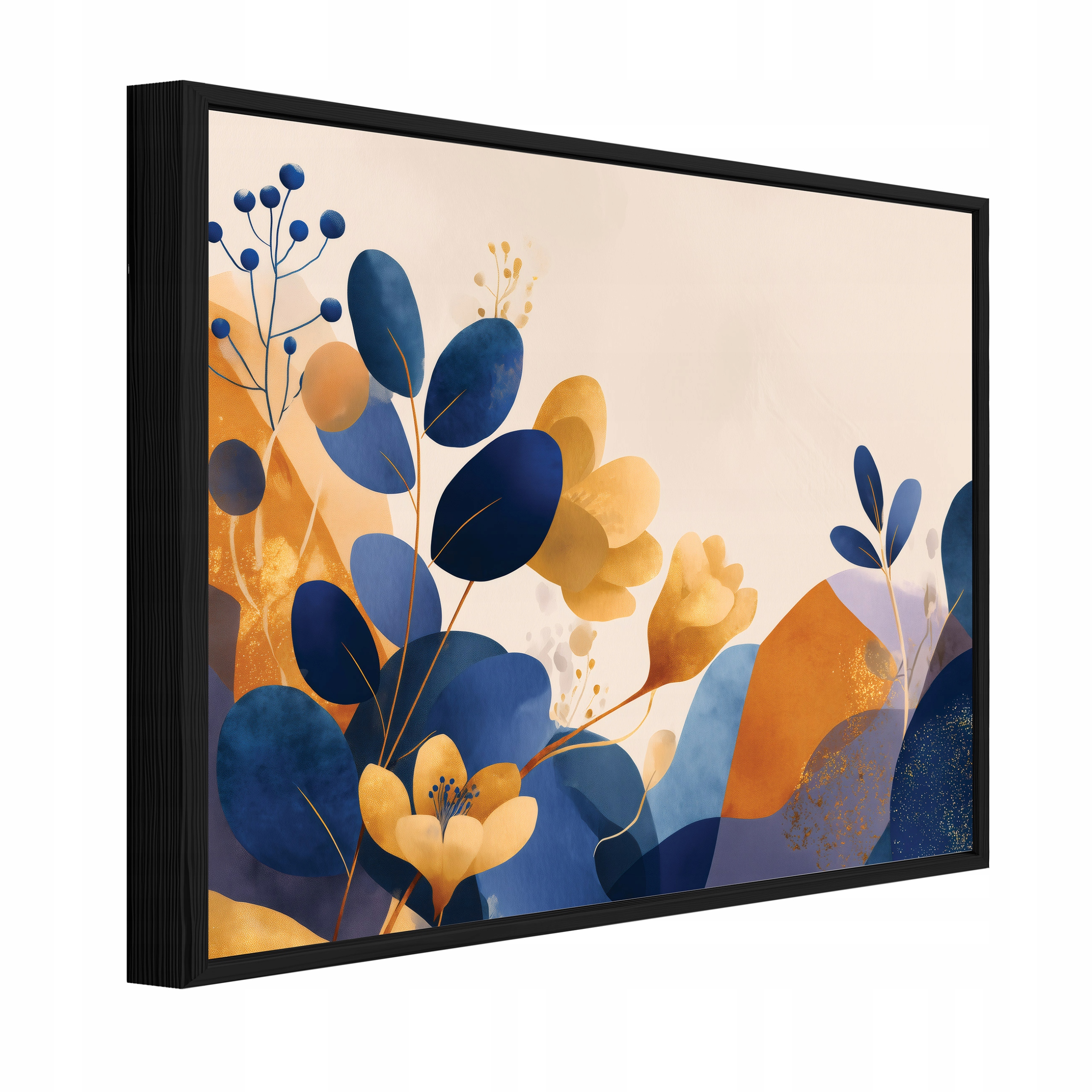 Obraz V Černém Rámu Na Plátně Abstrakce Listy Glamour Ložnice 100x70