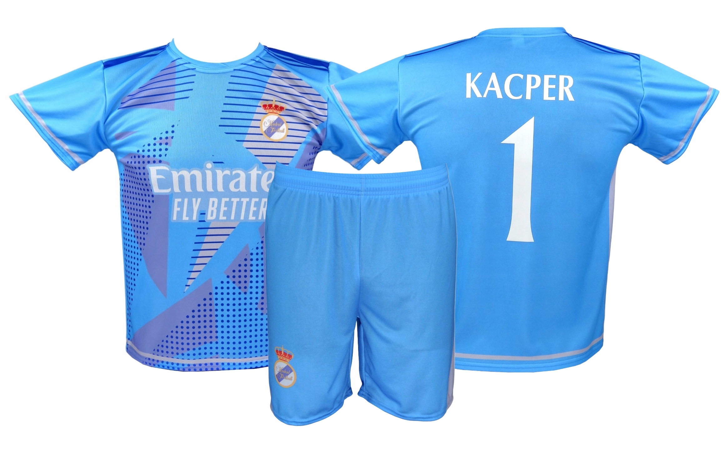 Real Własny Nadruk strój sportowy piłkarski koszulka spodenki roz. 164 M