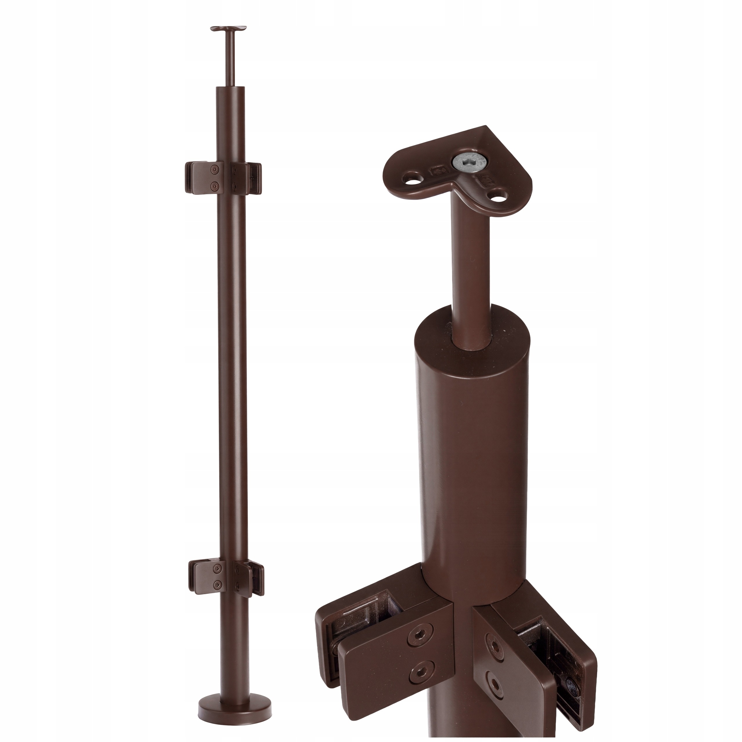 Rohový stĺpik skleneného zábradlia 110 cm okrúhly, priemer 42 mm, hnedý Loft