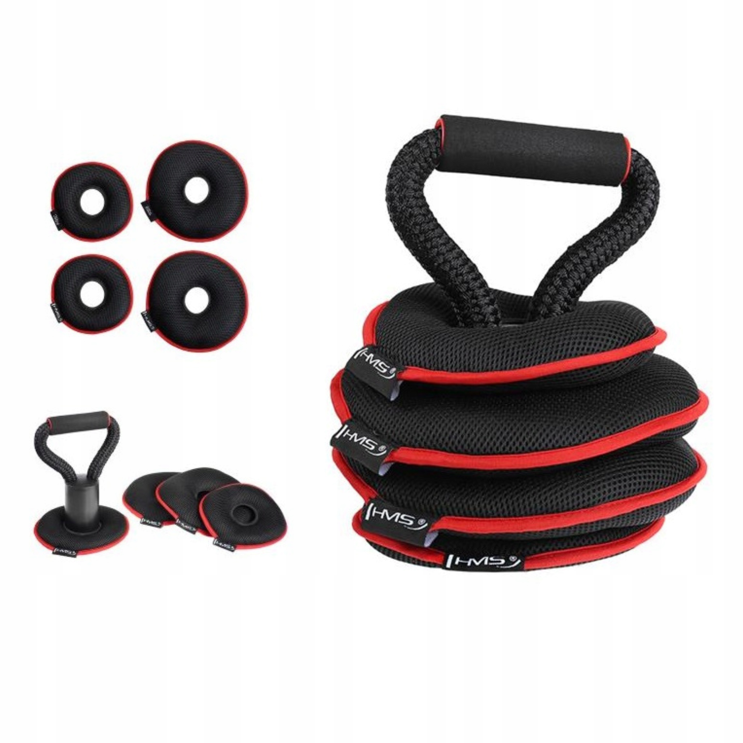 Kettlebell regulowany z miękkimi talerzami wypełnionymi piaskiem Hms