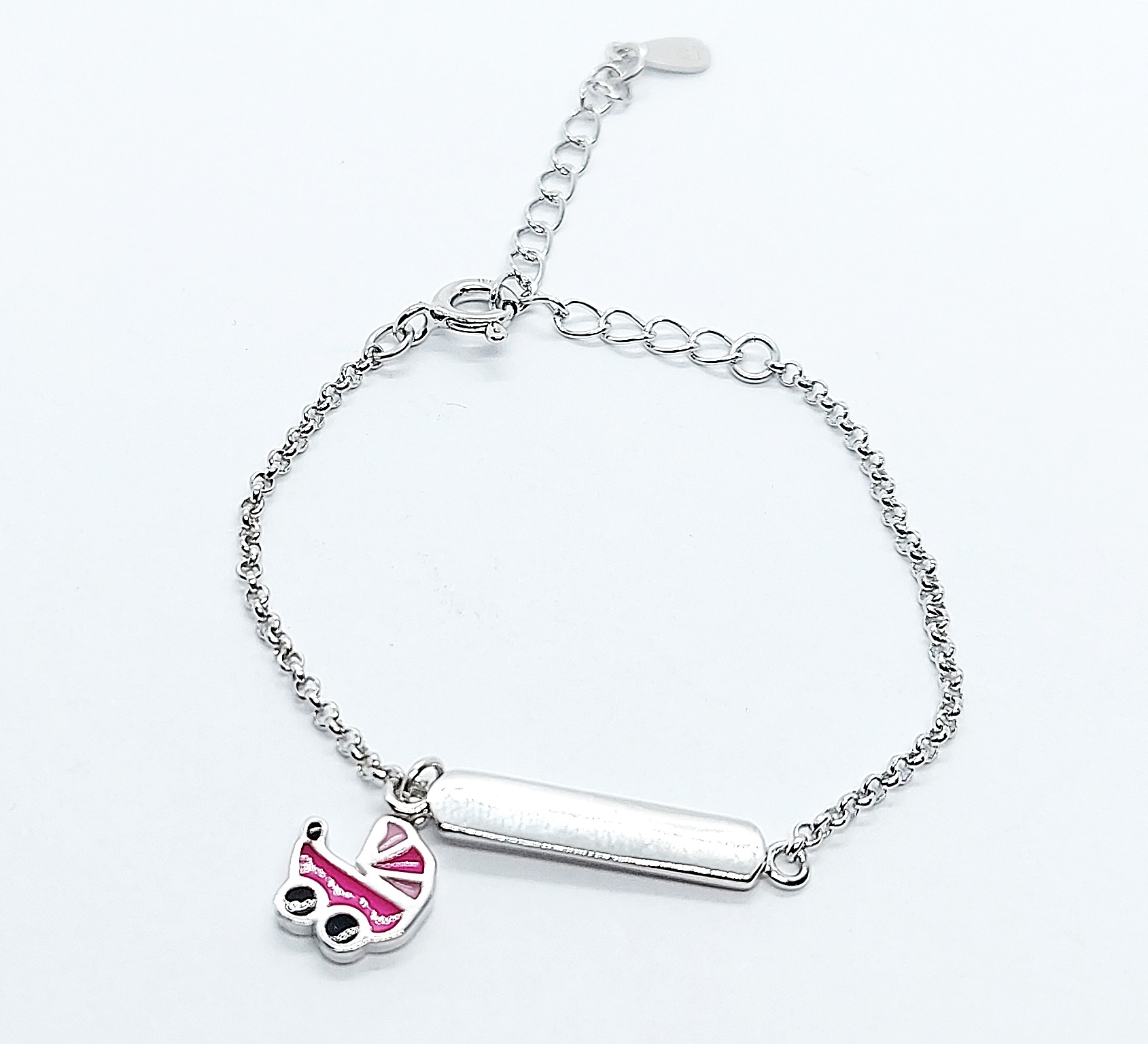SREBRNA 925 BRANSOLETKA Z WÓZECZKIEM