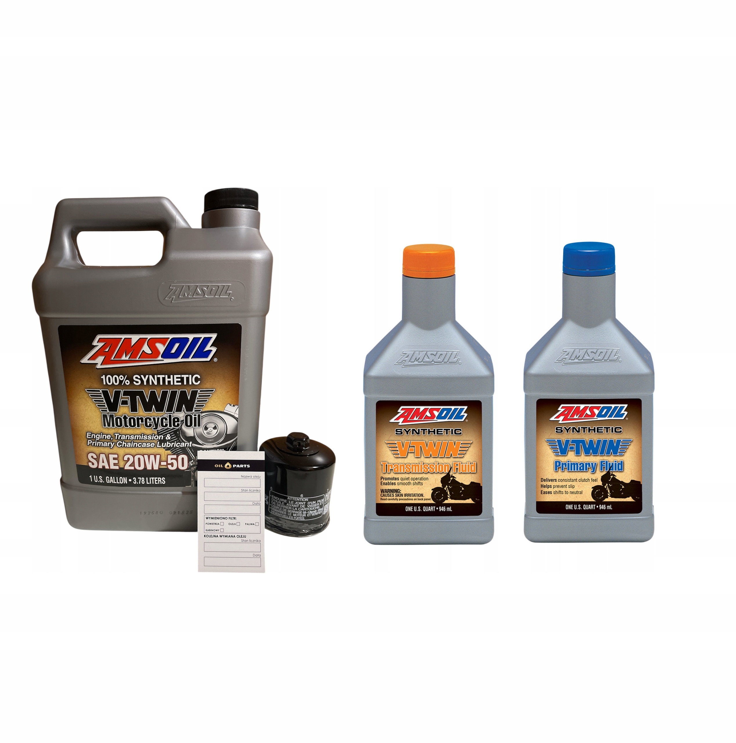 Olej Zestaw Harley Amsoil 20W50 Silnik MCV Skrzynia Mvt Sprzęgło Mvp Filtr