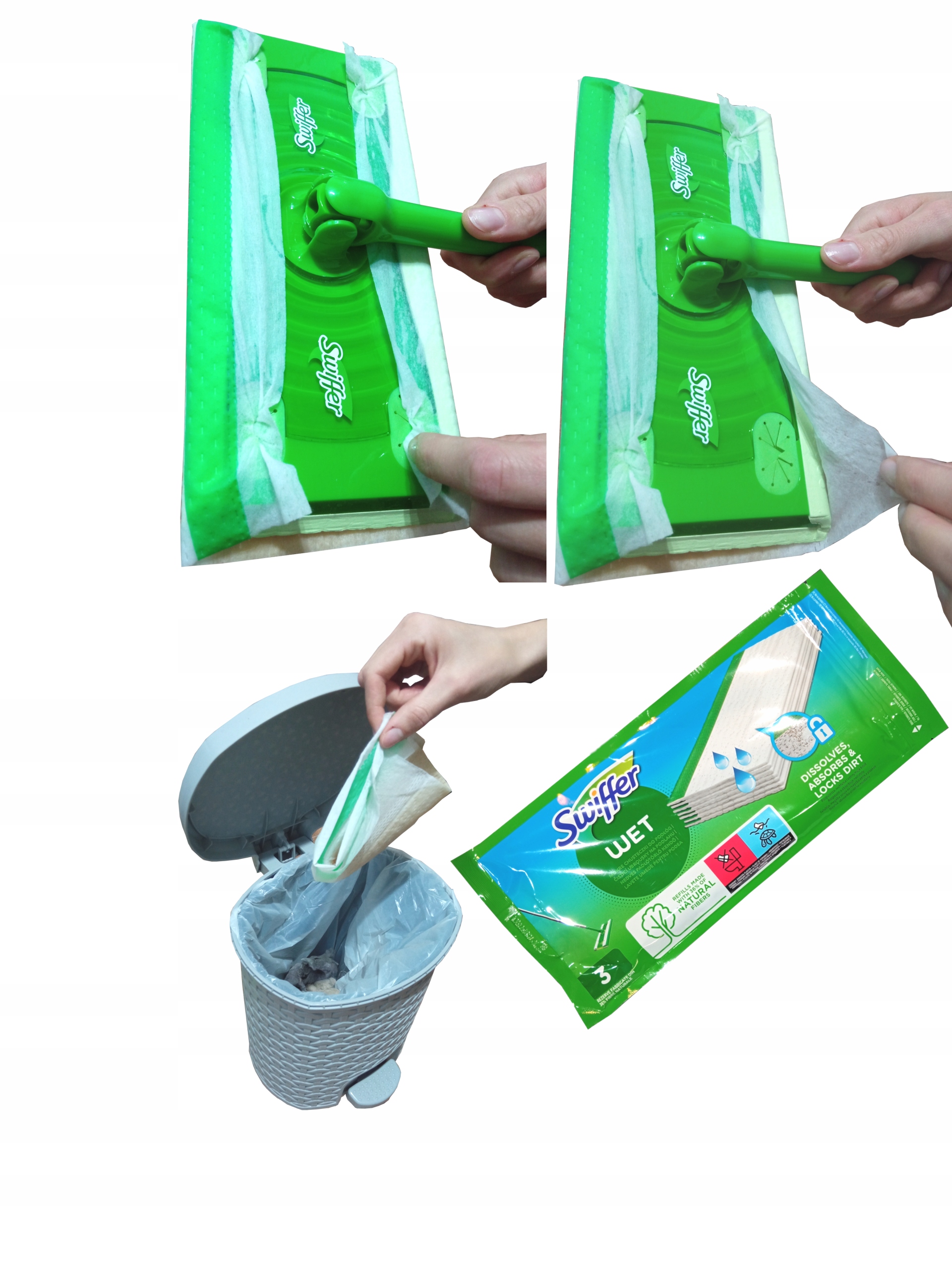 SWIFFER WET MOKRE CHUSTECZKI DO PODŁÓG WKŁADY WYMIENNE ŚCIERECZKI 10 SZT Marka Swiffer