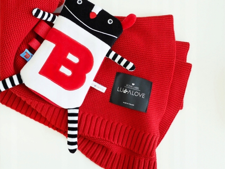 LULLALOVE Bawełniano Bambusowy Koc Tkany 80x100cm Czerwony Marka Lullalove