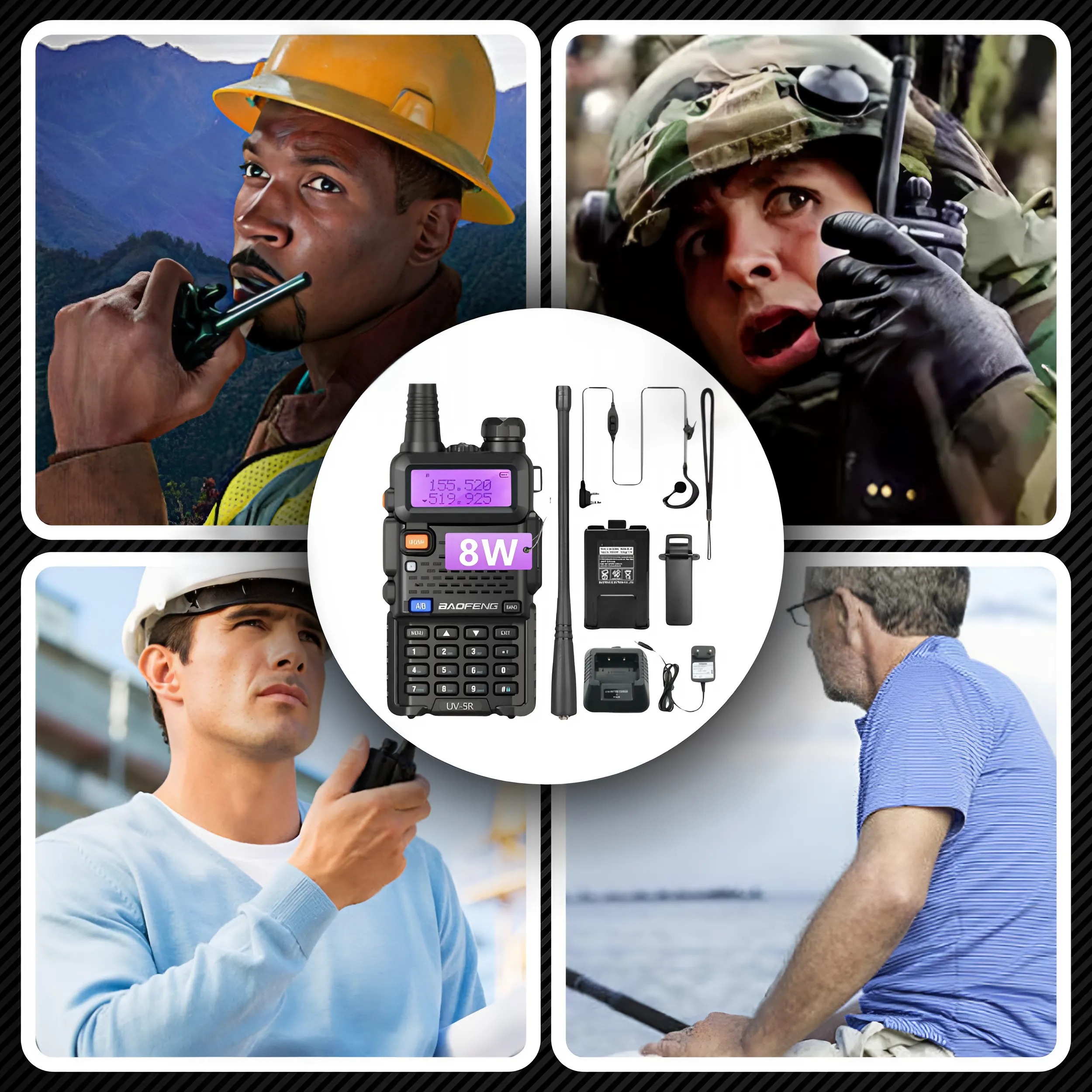KRÓTKOFALÓWKA BAOFENG UV-5R 8W PMR FM WALKIE TALKIE RADIOTELEFON +SŁUCHAWKA Informacje o bezpieczeństwie CE