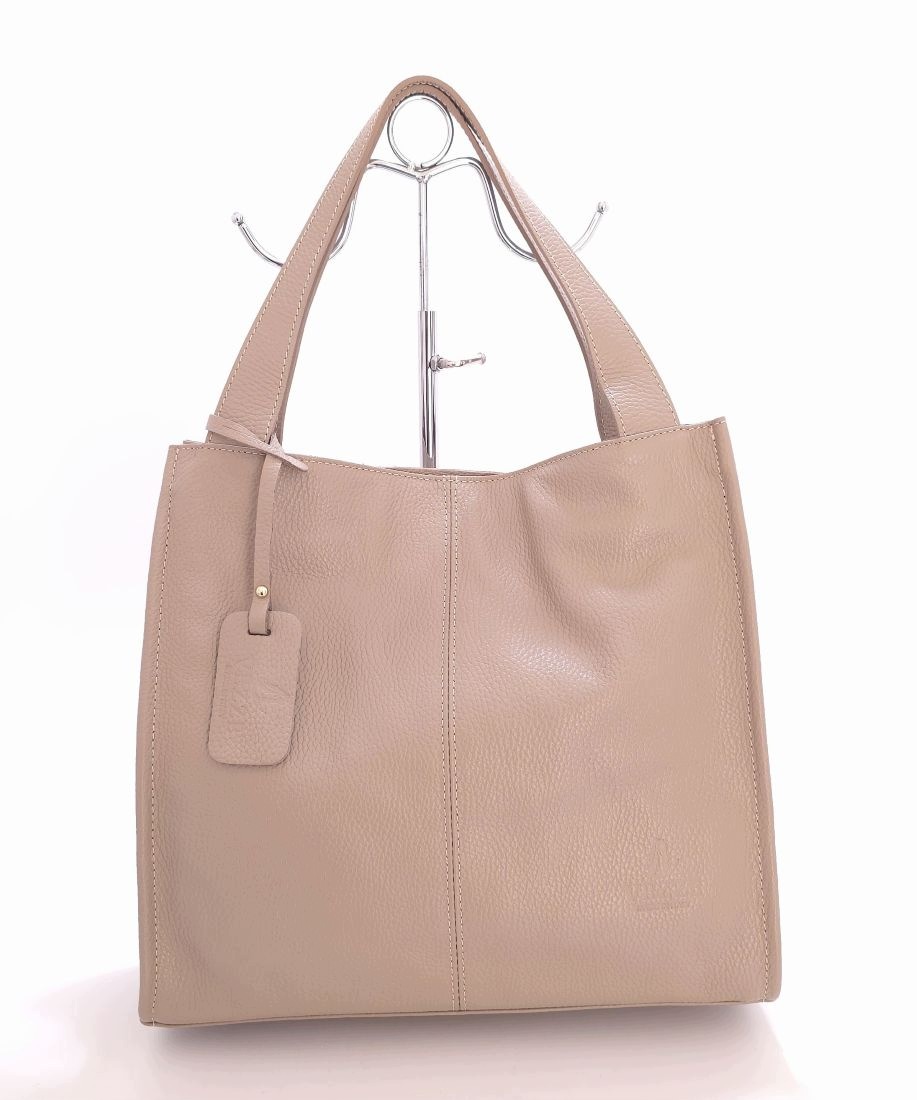 Dámská shopper kabelka z přírodní kůže Vezze béžová