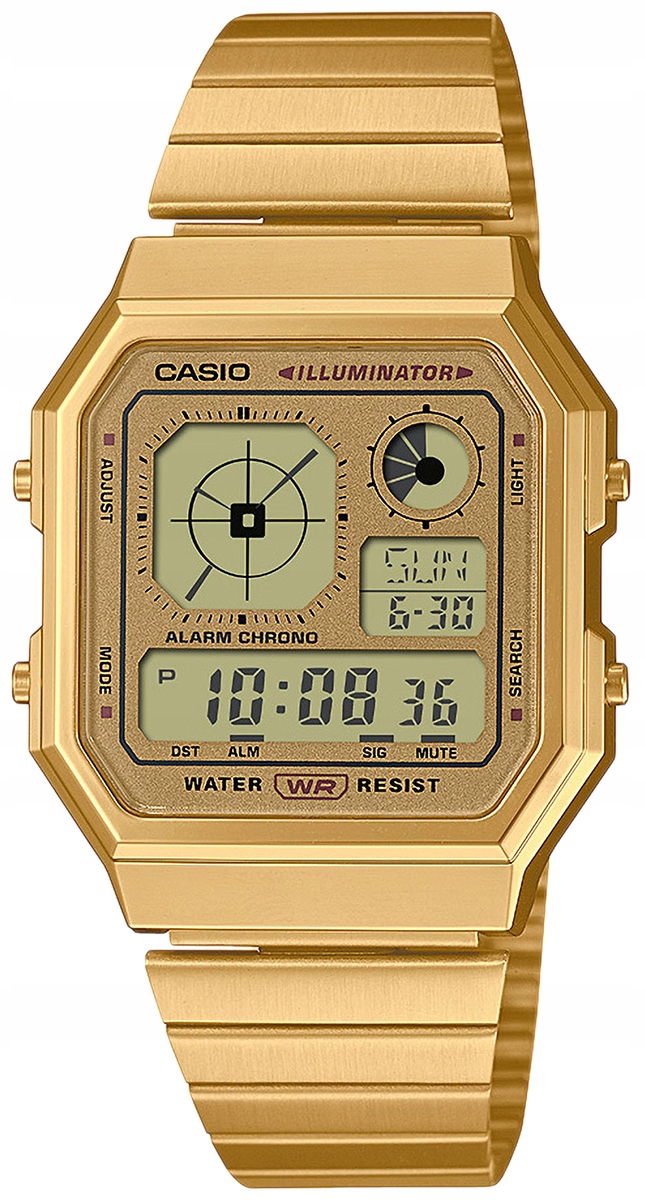 Hodinky Casio A130WEG-9AEF Vintage Zlaté Na Ocelovém Náramku S Stopkami