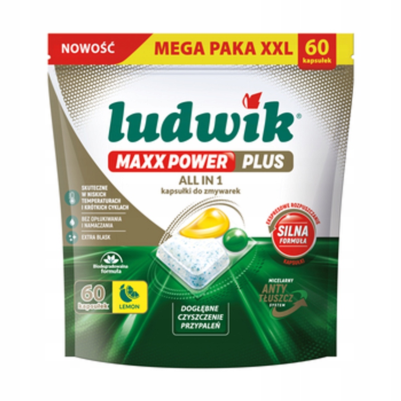Levně Ludwik Maxx Power Plus kapsle do myčky nádobí 60 ks limonád