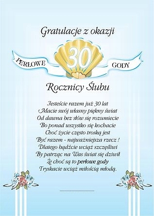 

Dyplom 30 Rocznica Ślubu A4 koperta
