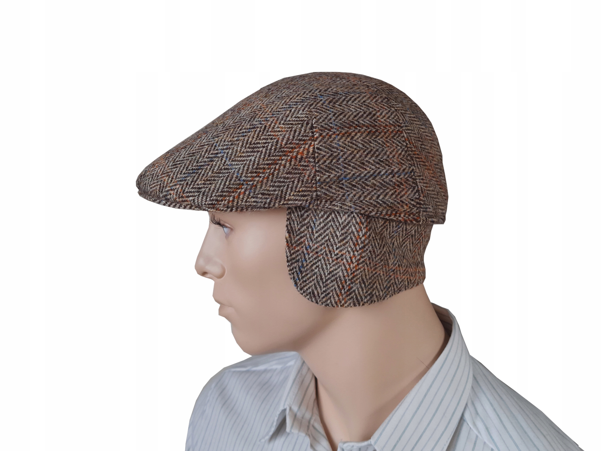 KASZKIET MĘSKI ZIMOWY Z NAUSZNIKAMI 100% WEŁNA CZAPKA BEŻOWA JODEŁKA 60 cm Marka inna