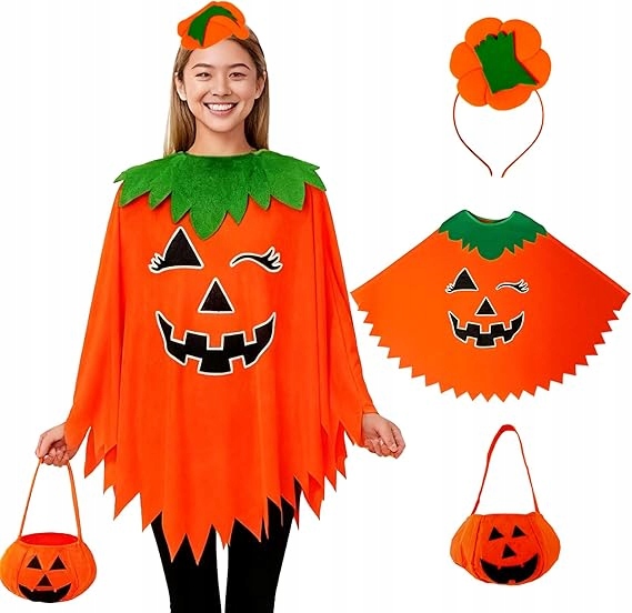 Ženský kostým Dýně na Halloween Kostým Akcesoria Plášť Čelenka Taška