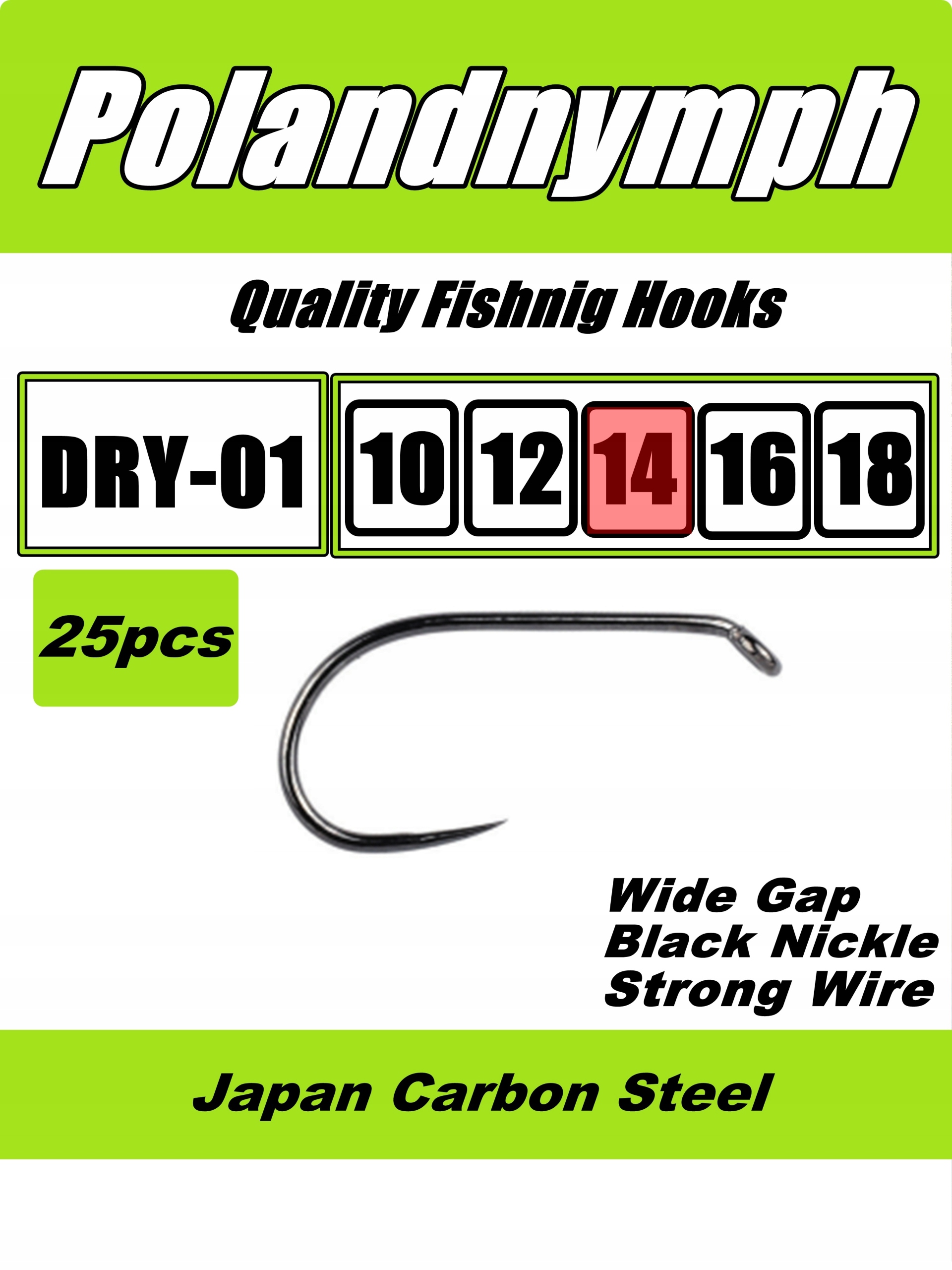 Haczyki Dry Fly 14# 25 sztuk
