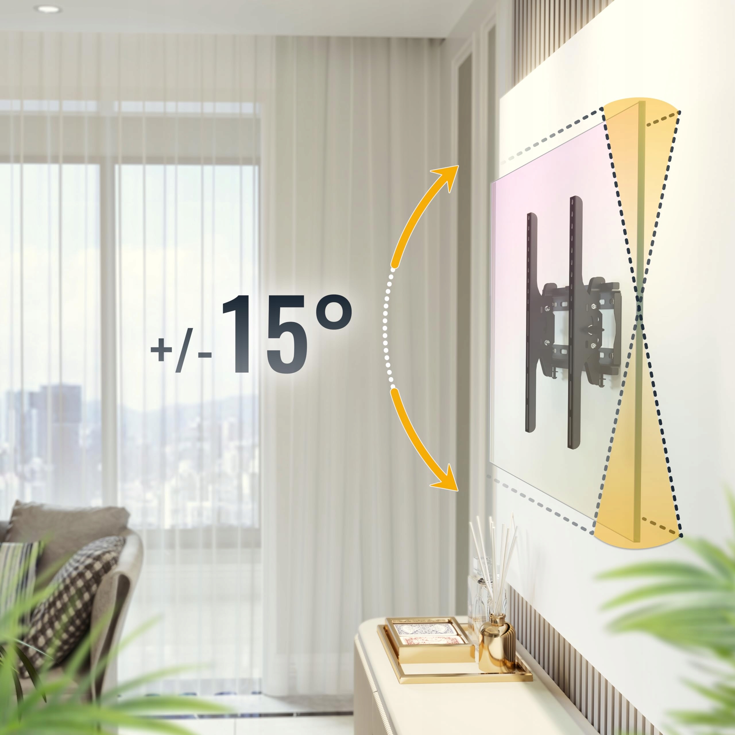 RICOO Uchwyt TV Ścienny Neigbar Ultra Slim 32-65 cali do 95Kg VESA 400x400 — miniatura 3
