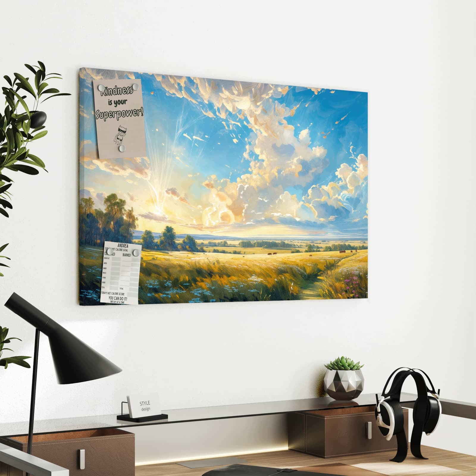 Magnetická tabule Krajina Mraky 60 × 40 cm