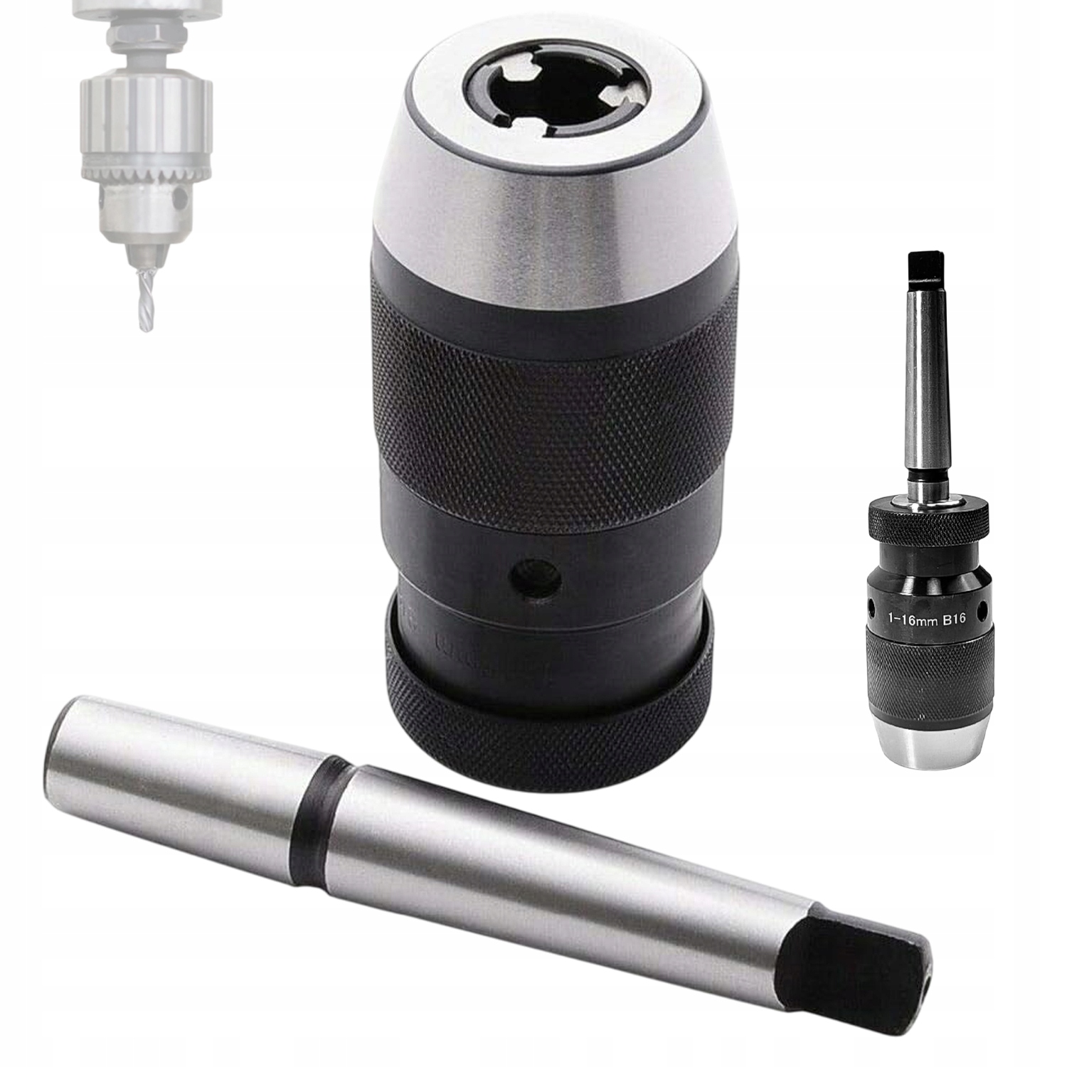 Uchwyt wiertarski 1–16mm bezkluczykowy z trzpieniem MT2-B16