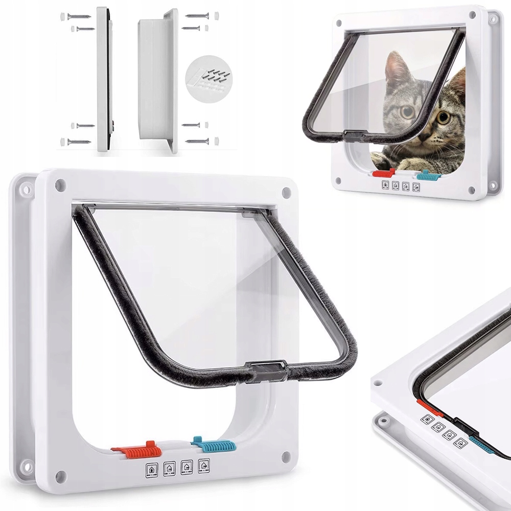 Levně Kyvadlová Dvířka 4-WAY pro psa kočku Dzrwi s Klapkou Oboustranná XL Bílá