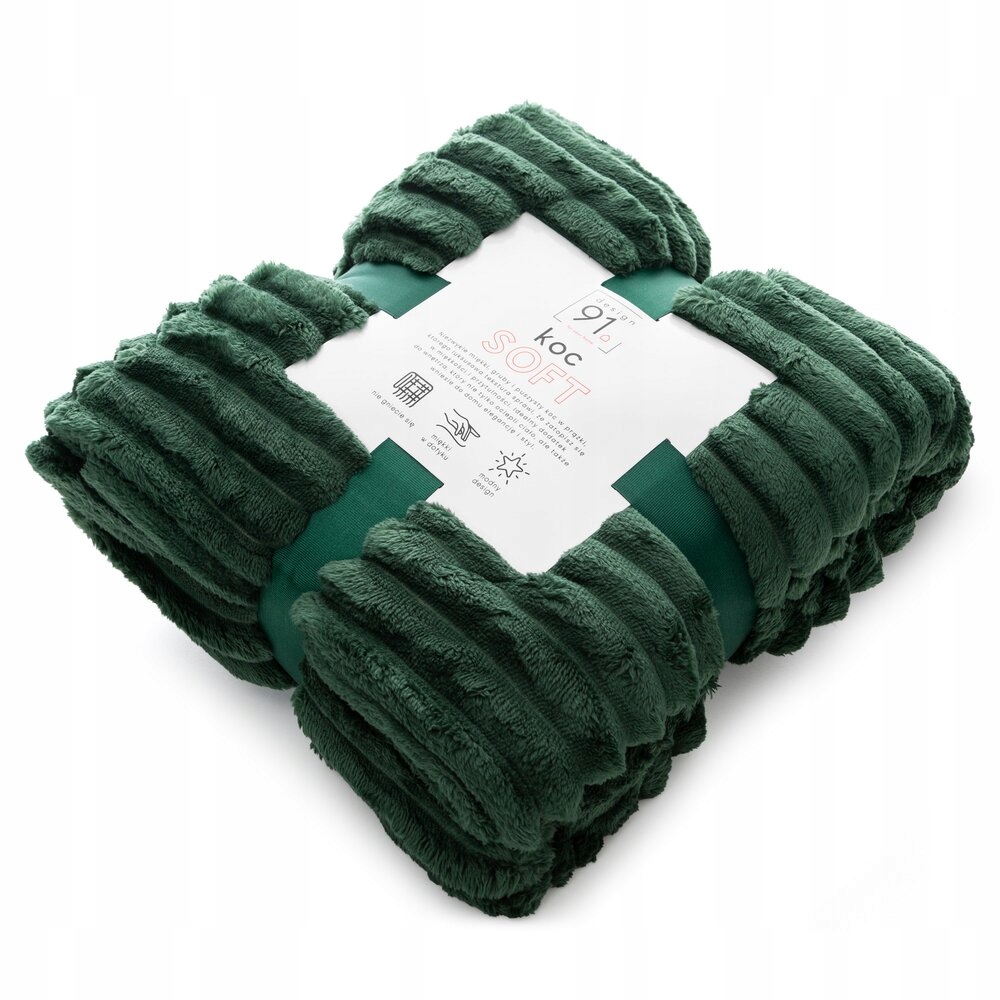 Deka Soft 200x220 Design91 tmavě zelená, nadýchaná s pruhy