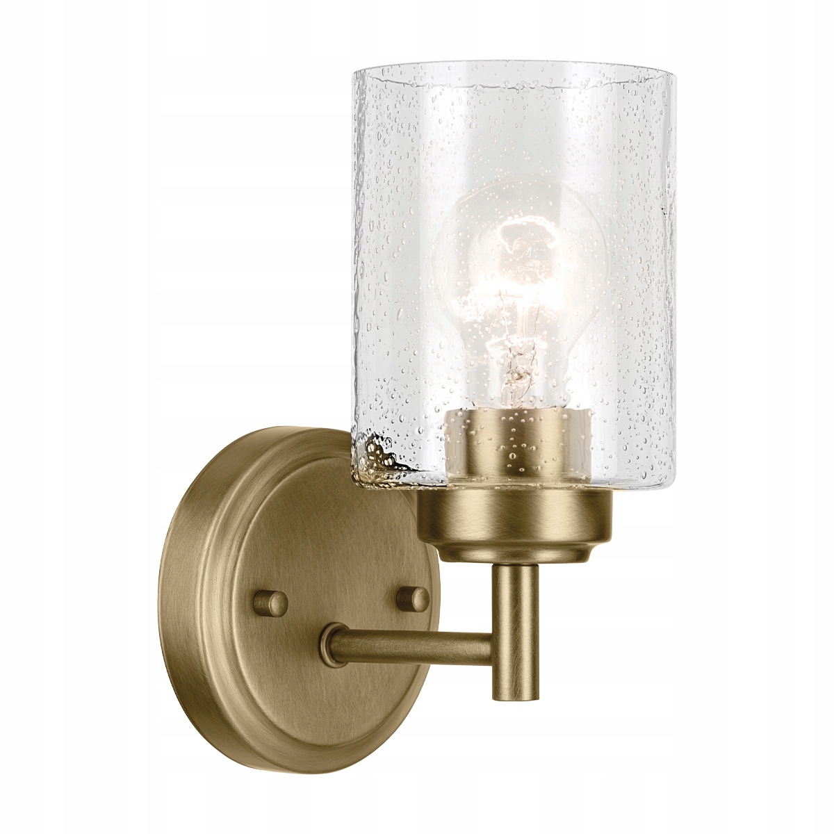 Industriálna mosadzná sklenená nástenná lampa s bublinkovým tienidlom Kichler