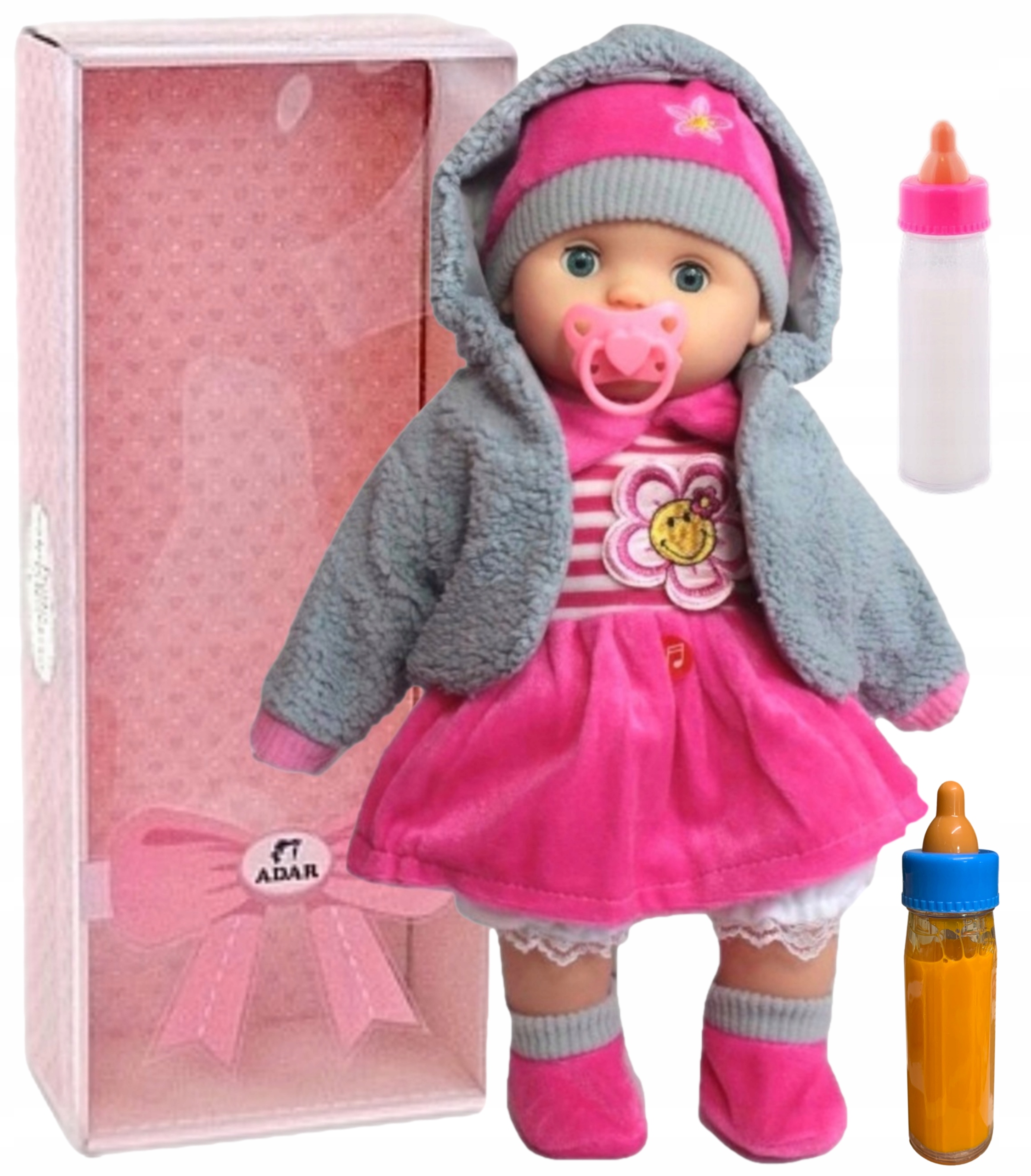 LALKA BOBAS MÓWI ŚPIEWA ZAMYKA OCZKA butelka+smocz