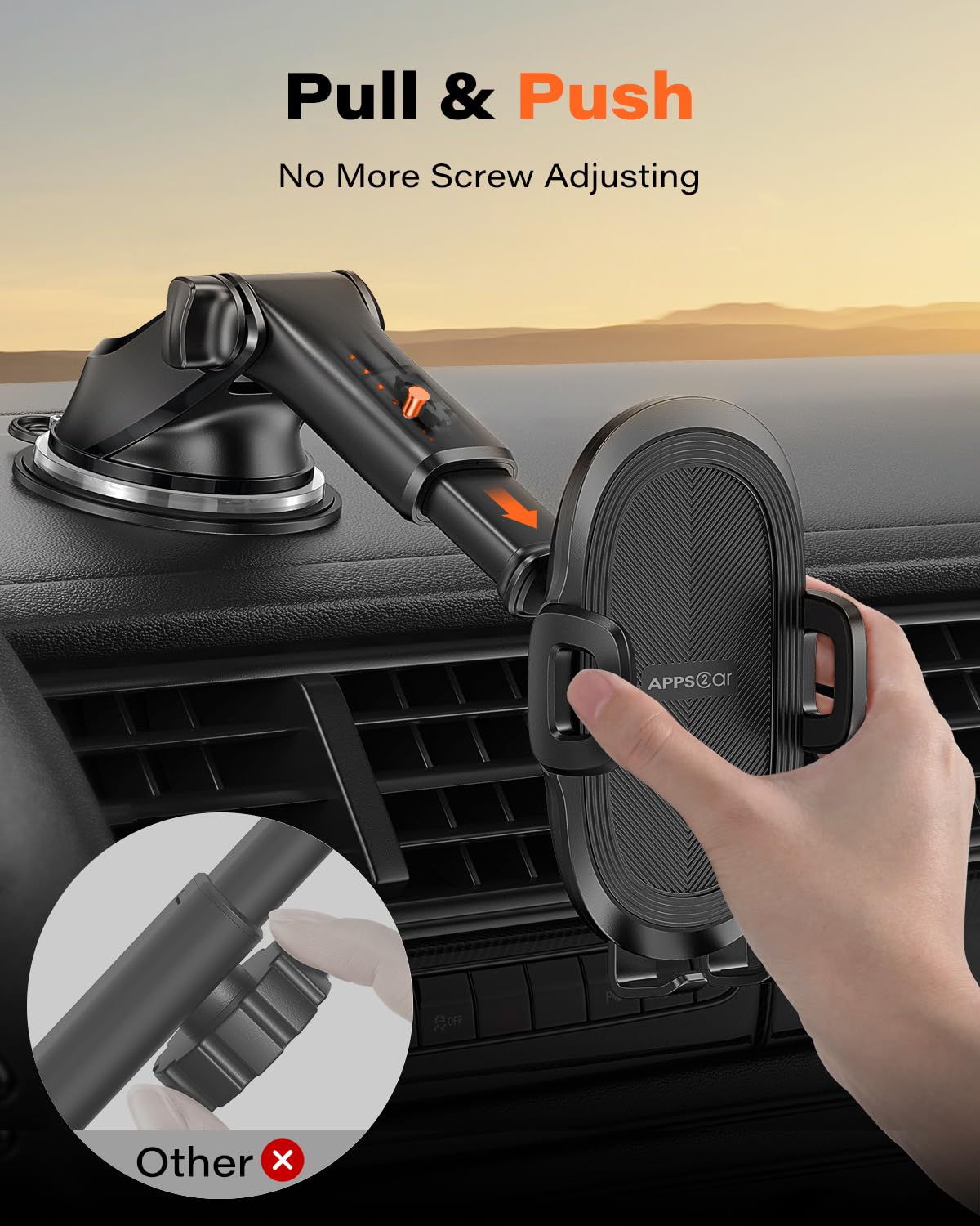 APPS2CAR Uchwyt Samochodowy 360° Do Szyby i Deski Rozdzielczej Uniwersalny — miniatura 2