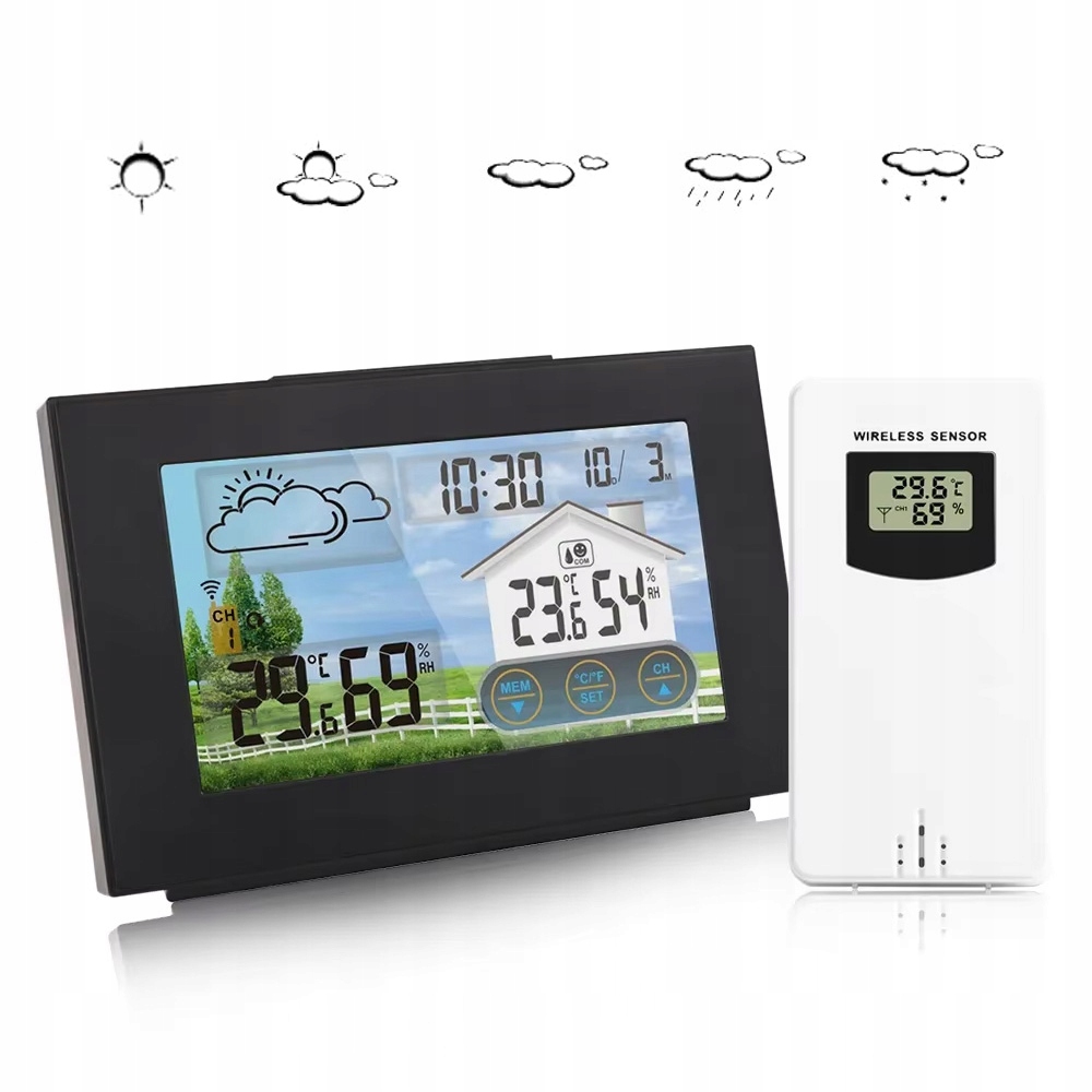 Bezdrátová Meteorologická Stanice LCD, Teploměr, Barometr, Vlhkoměr, Hodiny
