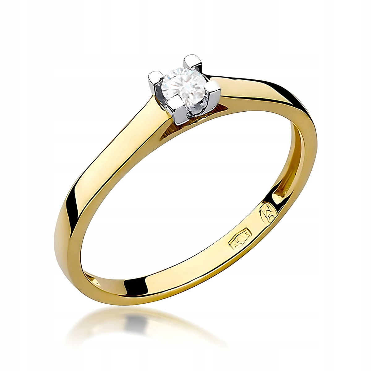 Zlatý prstýnek 585 s diamantem 0.12 ct kulatý zásnubní výbrus, krásný