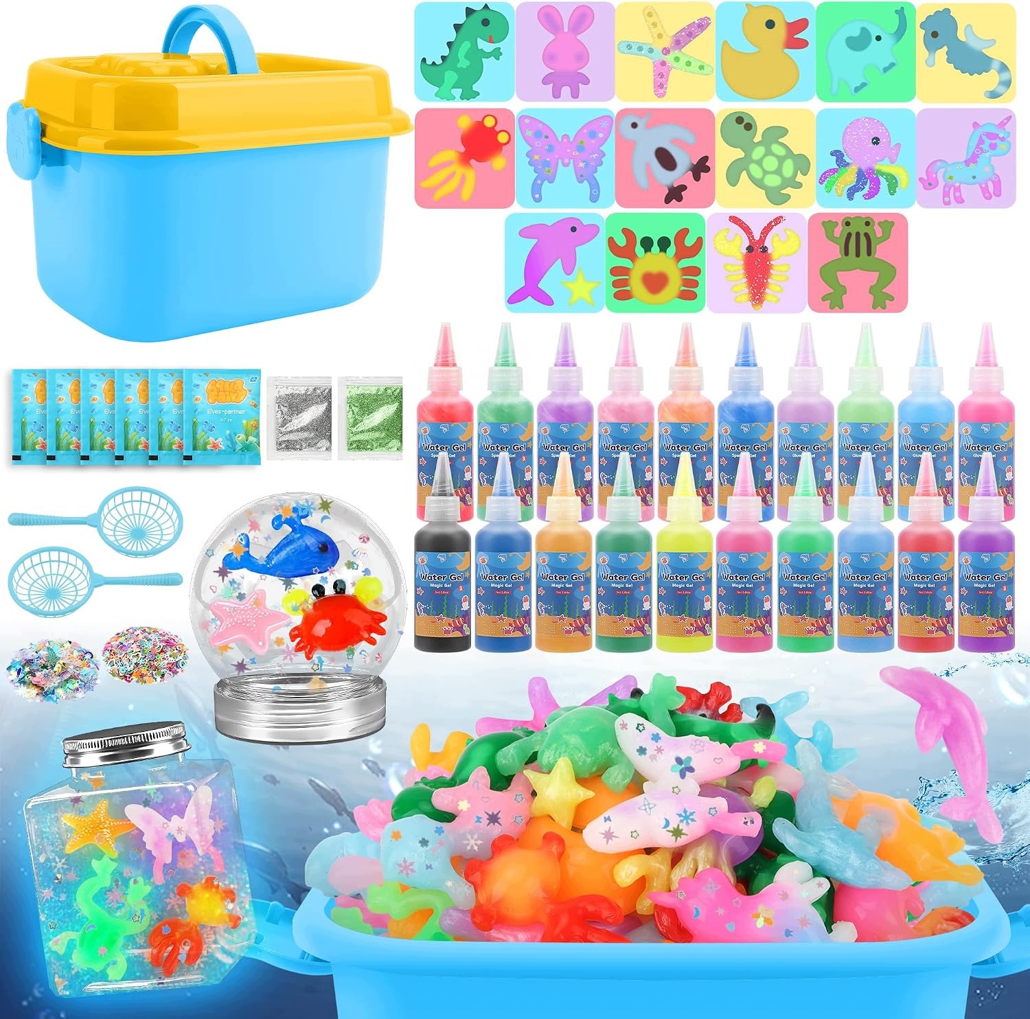 Zestaw kreatywny Aqua Gelz Magic Water Elf 54 szt. 20 żeli 16 foremek