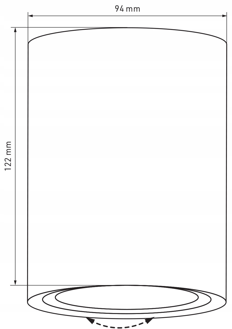 OPRAWA NATYNKOWA SUFITOWA LED GU10 TUBA RUCHOMA Długość/wysokość 12.2 cm