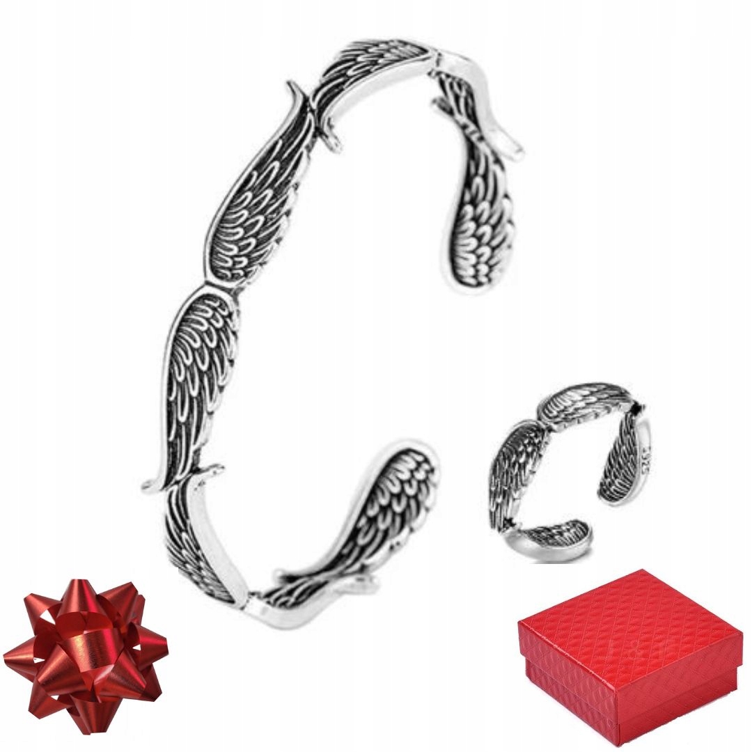 Stříbrný náramek 925 Andělská křídla šperky prstýnek Dárek