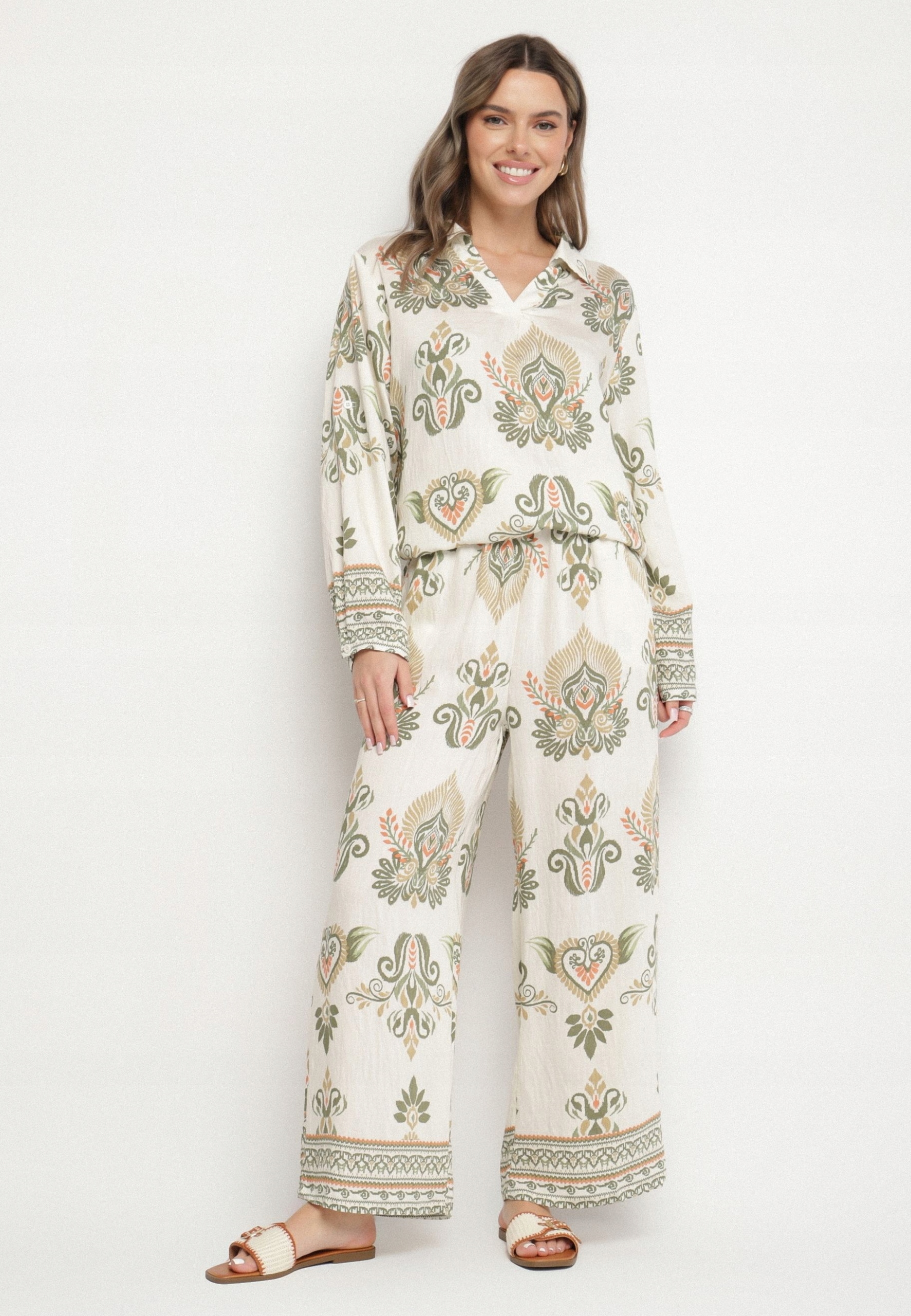 Zelený letní komplet s viskózou Boho Chic Casual Born2be S/m