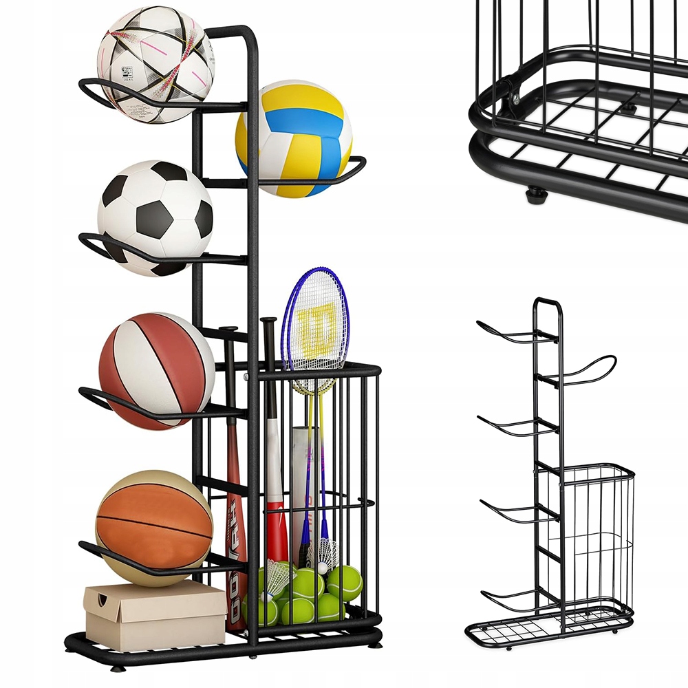 Sportovní Stojanový Organizér Na Míče S Basketbalovým Košem Pro Ragbyový Volejbal