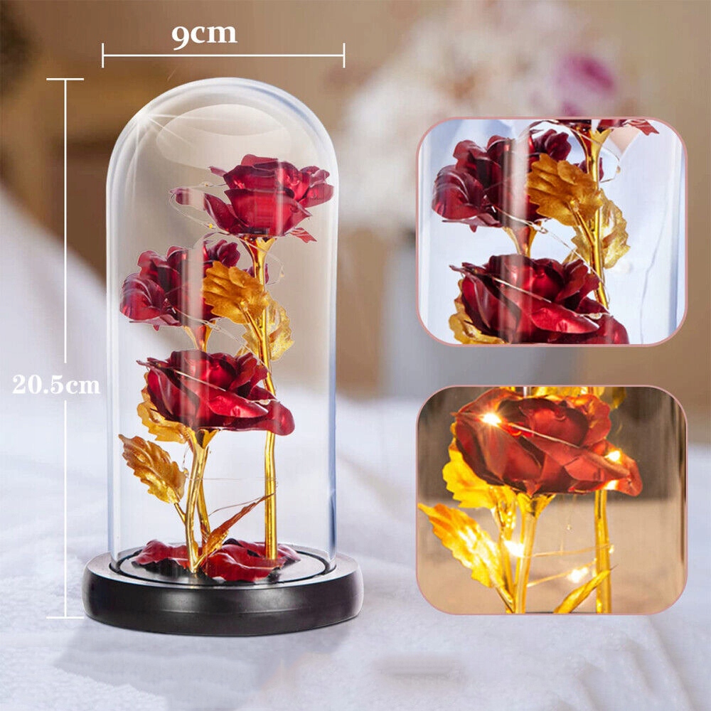 RÓŻA W SZKLE BŁYSZCZĄCE RÓŻE WIECZNA RÓŻA W SZKLE WIECZNY KWIAT PREZENT Marka inna