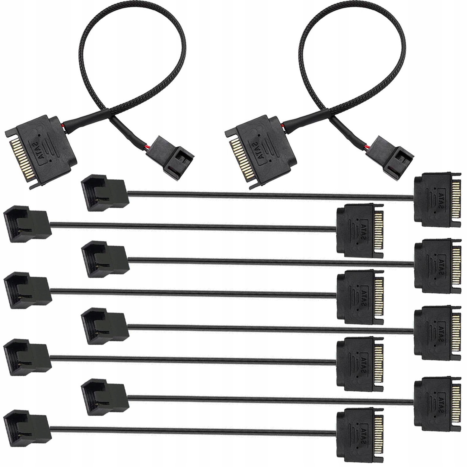 KABEL ZASILANIA DO WENTYLATORA PC PWM 12V SATA 15PIN 3PIN 4PIN 10 SZT
