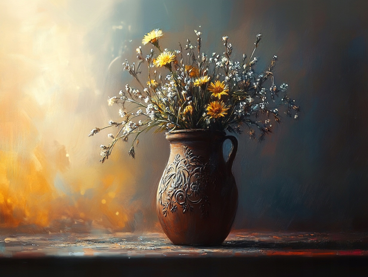 Obraz Na Plátně Canvas Kytice Polní Květiny Váza Džbán Vintage 80x60