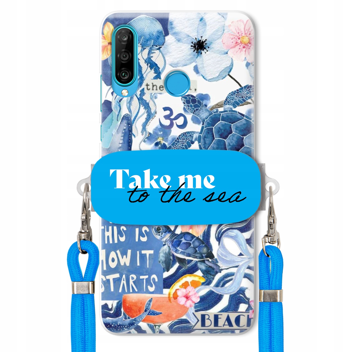 Puzdro pre Huawei P30 Lite Premium Vodítko Modrá Držiak Take Me To The Sea