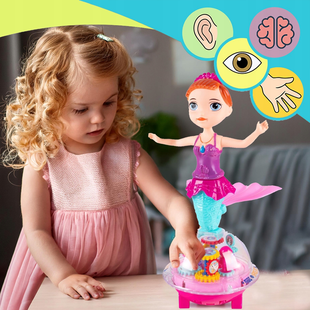 TAŃCZĄCA SYRENKA Lalka Jeździ Mija Przeszkody TAŃCZY 360 ŚWIECI ŚPIEWA Marka Stator