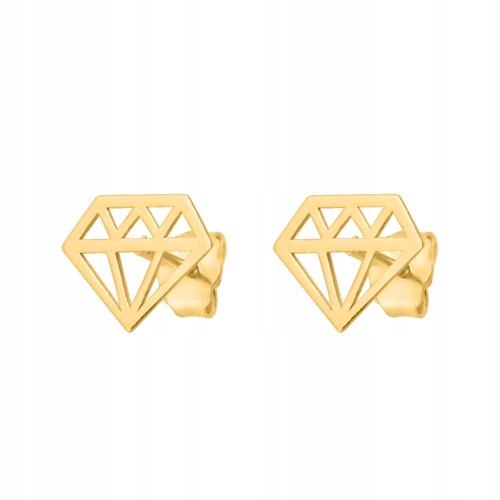 Zlaté náušnice 585 diamanty na tyčinku vyřezané z plechu Celebrity 0.8g 14k