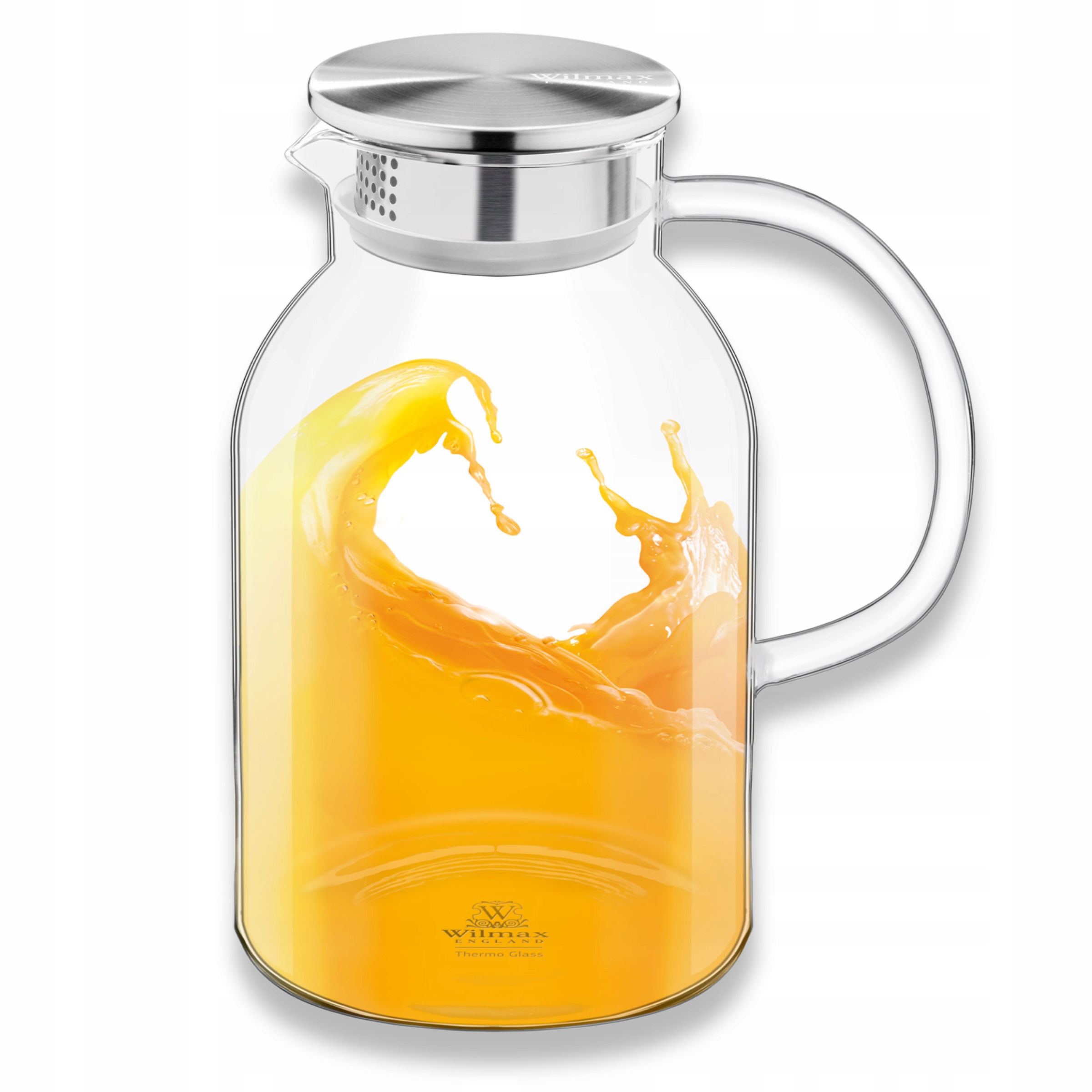 Skleněný džbán na čaj, vodu a nápoje s kovovým víkem 2,1L Wilmax