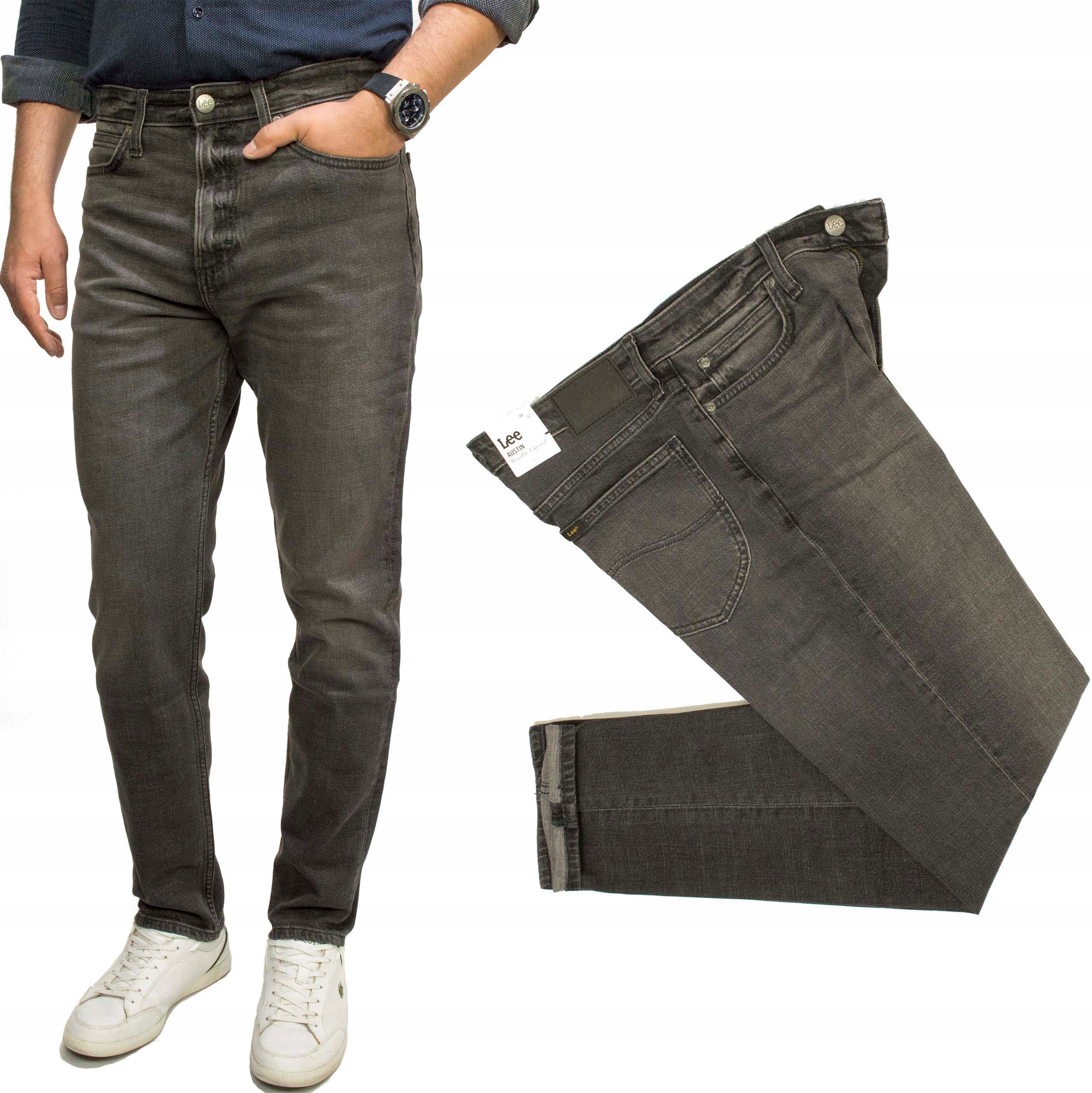 Lee Austin Dark Smoke pánské džíny slim šedé džíny W34 L32