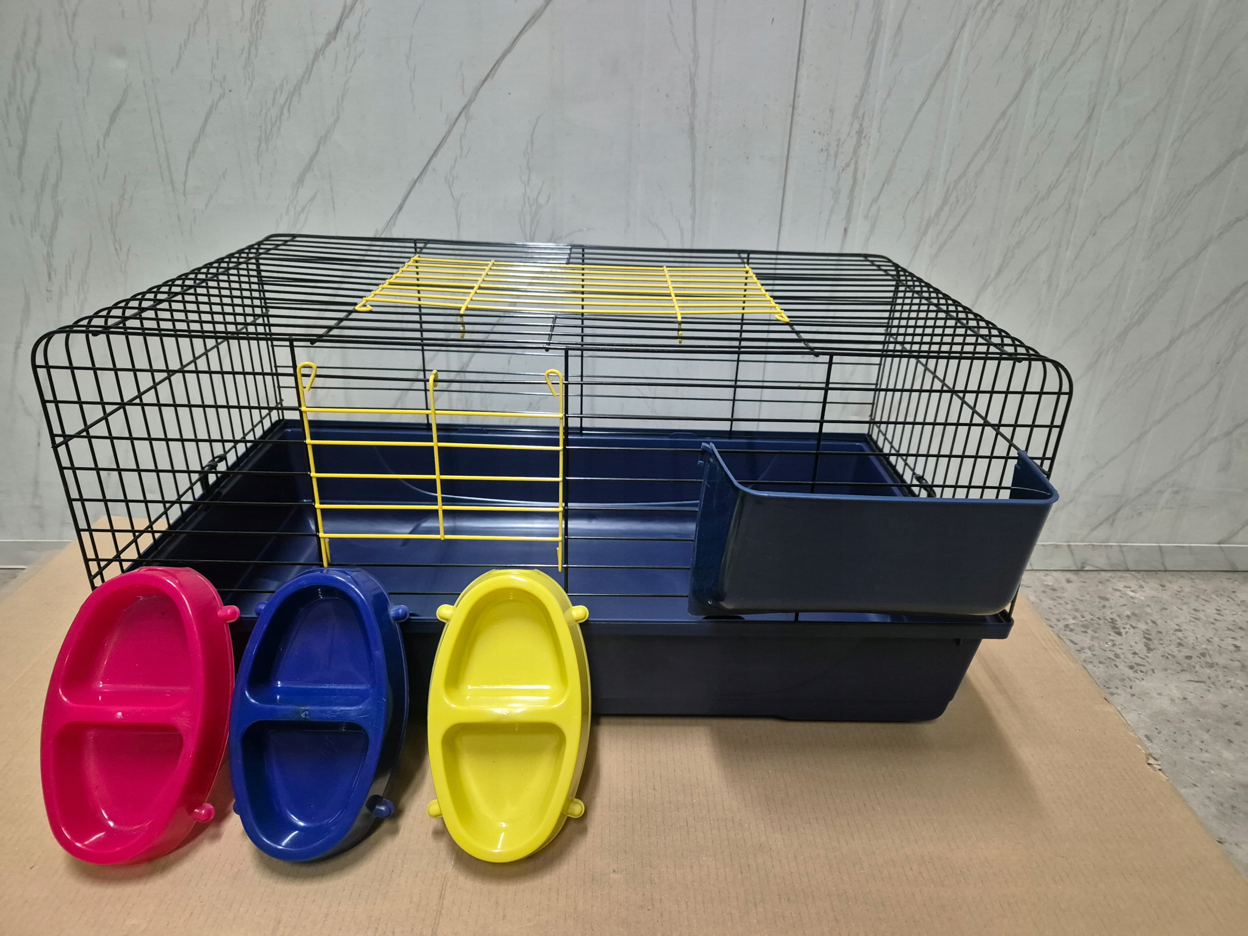 Levně Klec Pro Králíka Morče 80 cm miska Otevíratelná Shora Černá