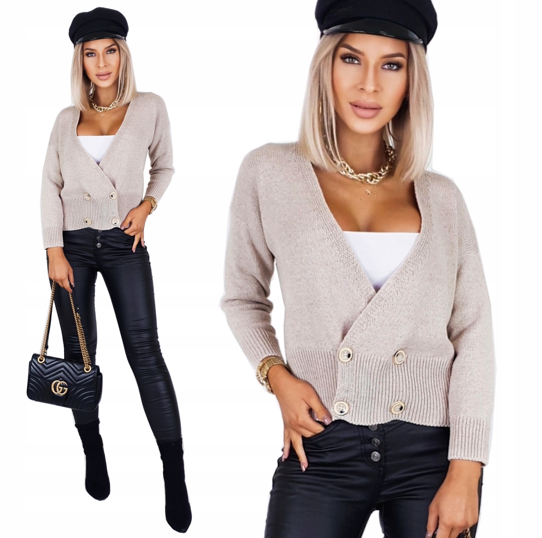 

Kobiecy Ciepły Kardigan Mięciutki Sweter Guziki